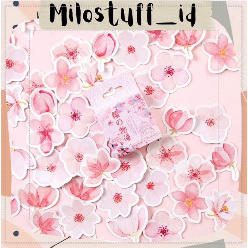 

[MILOSTUFF_ID] 45 Pcs Sticker Deco Pink Sakura Untuk Jurnal DIY Scrapbook--MS0057