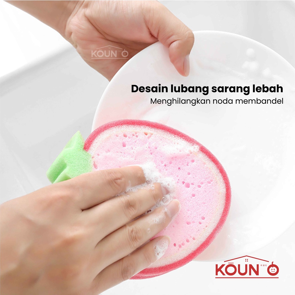 Spons Spon Sponge Spoon Cuci Piring Gelas Cangkir Perlatan Dapur Spon Mandi Buah Buahan Fruit Sponge