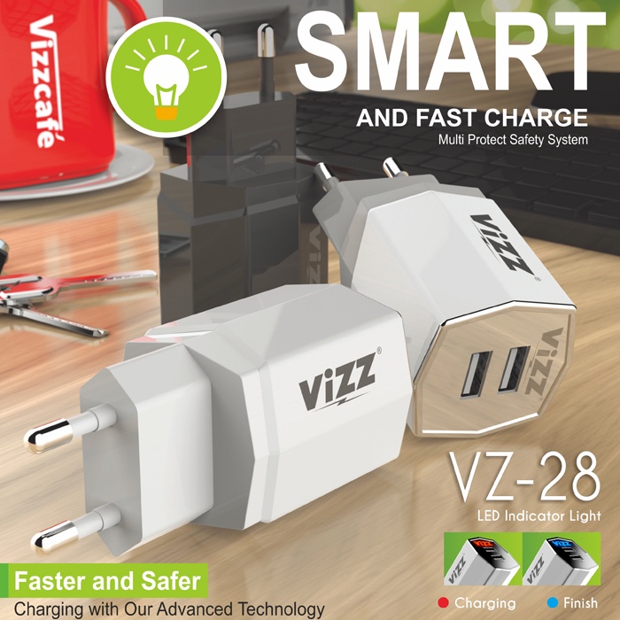 Kepala CHARGER VZ-28 VIZZ DUAL PORT FAST CHARGING 2.1 A