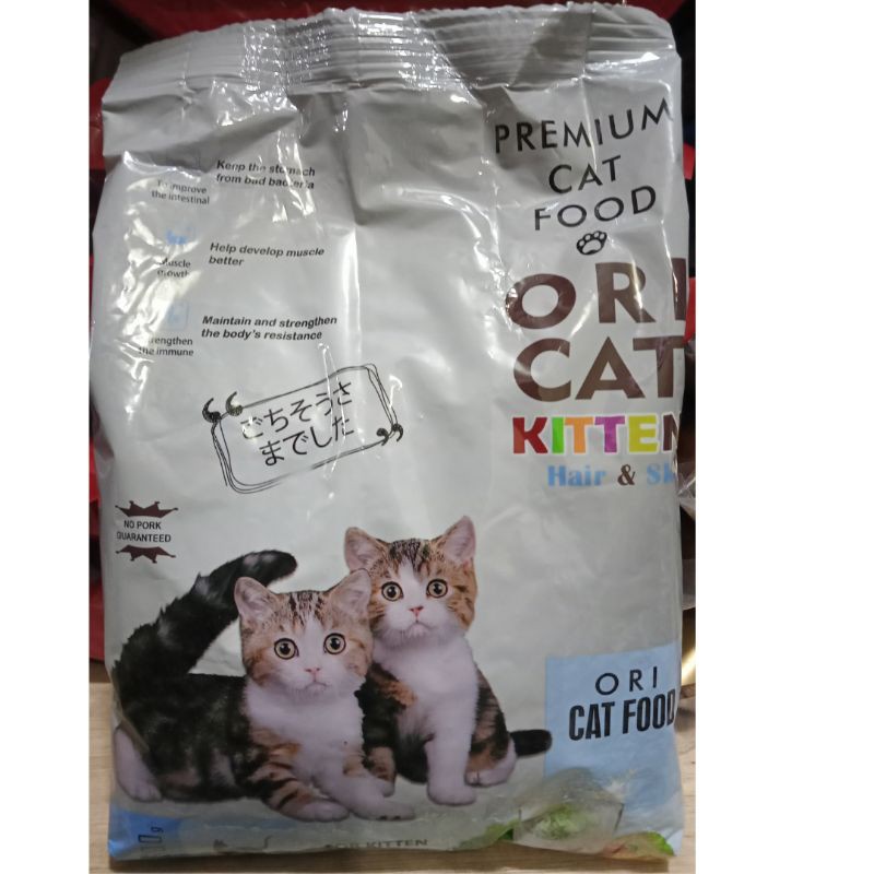 ORI Cat 500g Kitten Premium Hair and Skin Makanan Kering Untuk Anak Kucing CatFood Repack