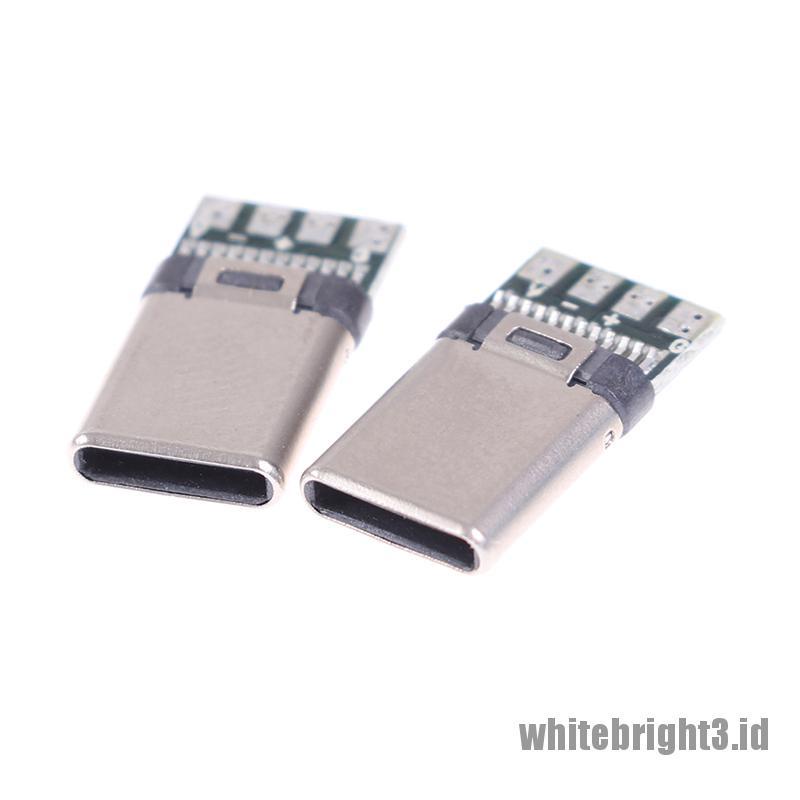 &lt; White3 &gt; 5 / 10Pcs Konektor Kabel USB 3.1 Tipe C Male DIY