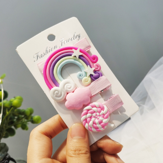 Jepit Rambut  Model  Kartun Pelangi Awan Lollipop Untuk Anak  