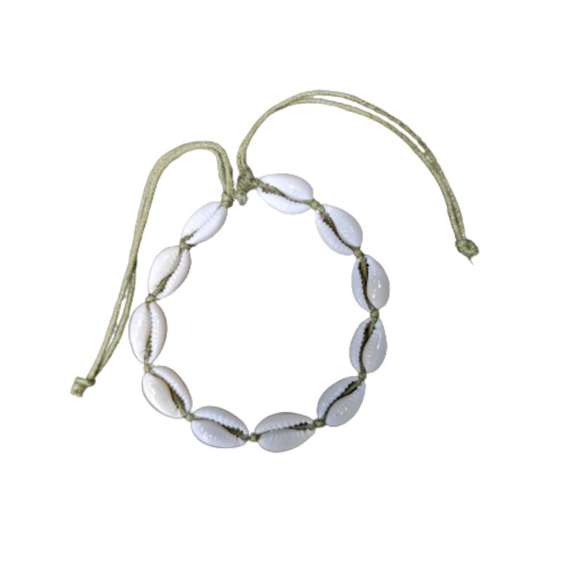 GELANG KERANG/GELANG KERANG LAUT/KERAJINAN KERANG/GELANG UNIK/SUPPLIER GELANG/SEASHELL BRACELET/CLAM-Hijau