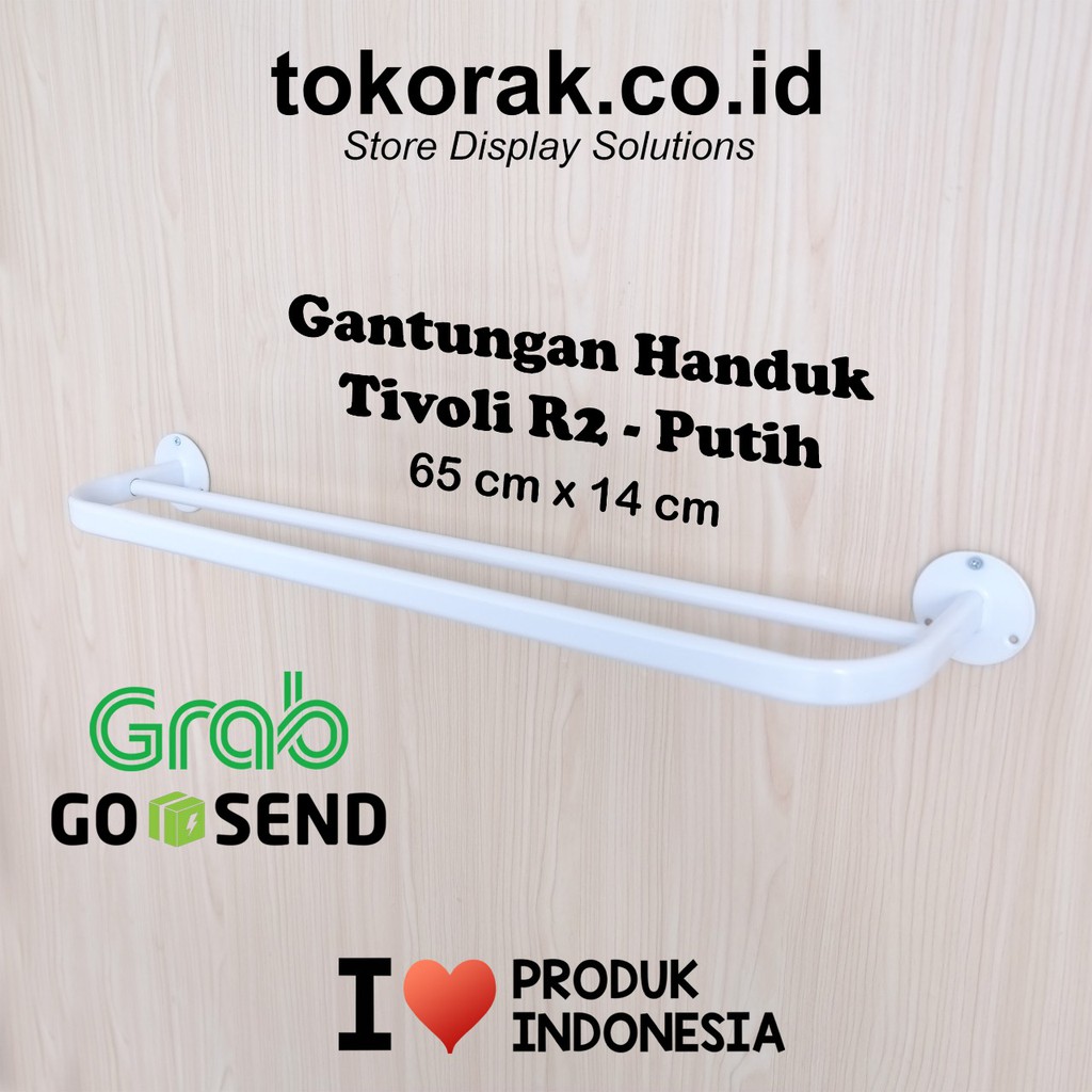 GANTUNGAN HANDUK TIVOLI R2 PUTIH RAK DINDING JEMURAN TOILET 2 BARIS SERBAGUNA