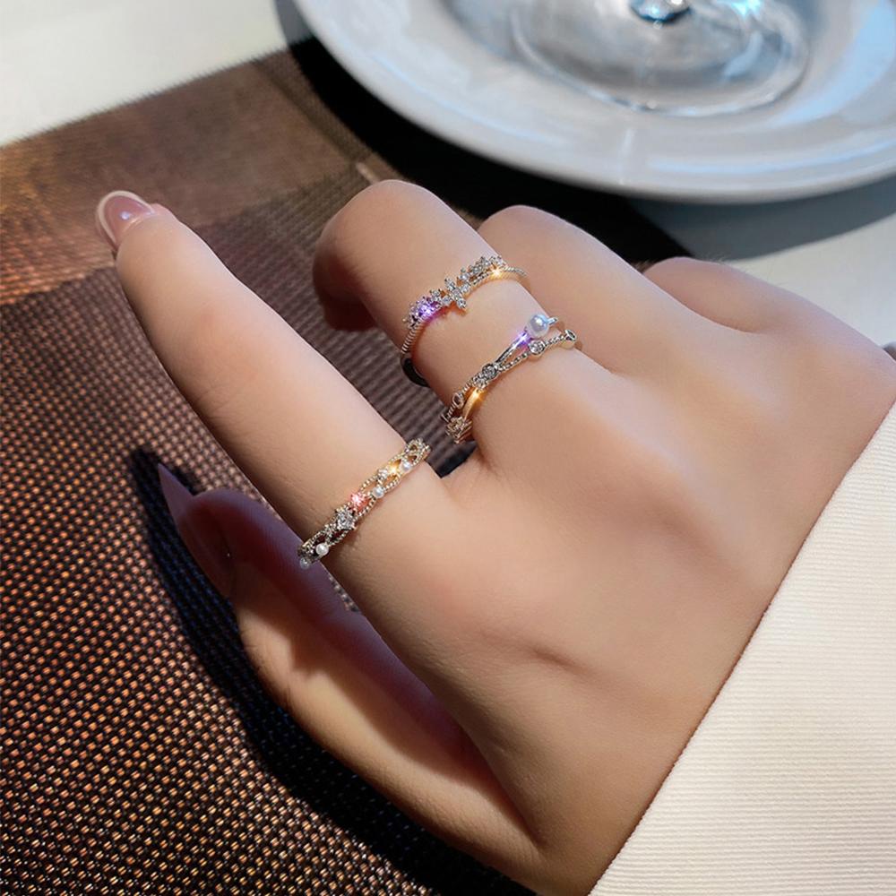 Mxbeauty Pembukaan Cincin Aksesoris Temperamen Mewah Elegan Adjustable Sederhana Perhiasan Wanita