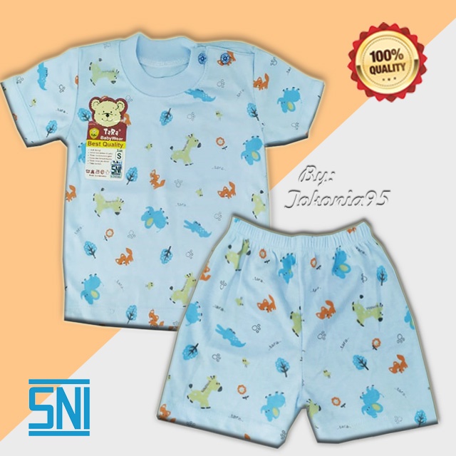 Setelan Lengan Pendek Warna Baby Tara - Katun Soft Premium SNI