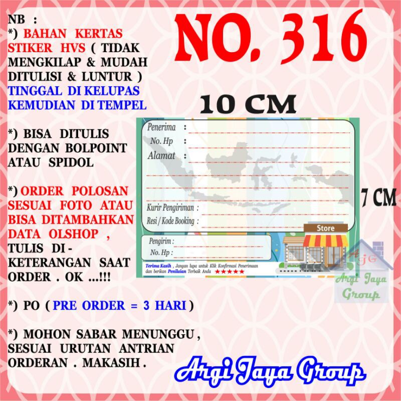

Stiker HVS - Stiker Pengiriman - Sticker Alamat Olshop Murah Nomer 316-10x7cm