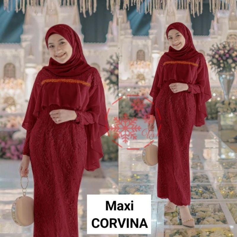 MAXY CORVINA MUTIARA, BRUKAT MOSCREPE, GAMIS HIJAB MUSLIM, DRESS MAXY, 3 UKURAN