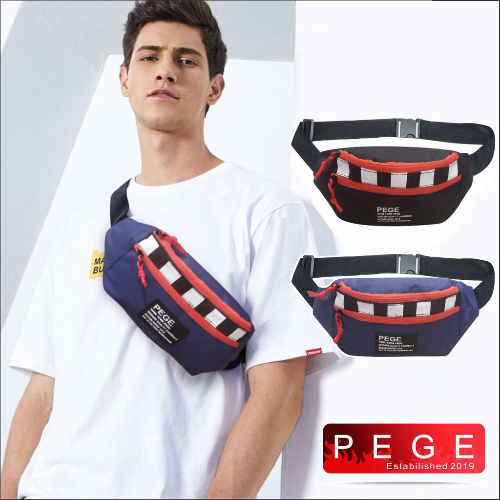 Tas Pinggang Kombinasi Selempang Waistbag Pria  Model Kasual Simpel Polos - PG - 8882