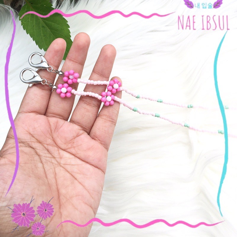 Pinky Pastel Strap Mask (Strap Mask Manik Manik)