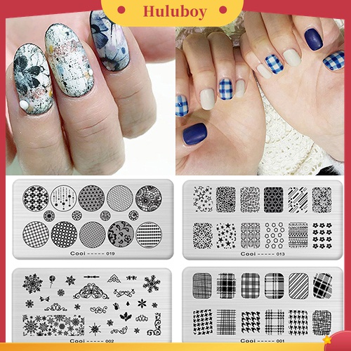 Huluboy Huluboy♡ Plat Stempel / Cap Kuku Motif Print Untuk DIY Manicure