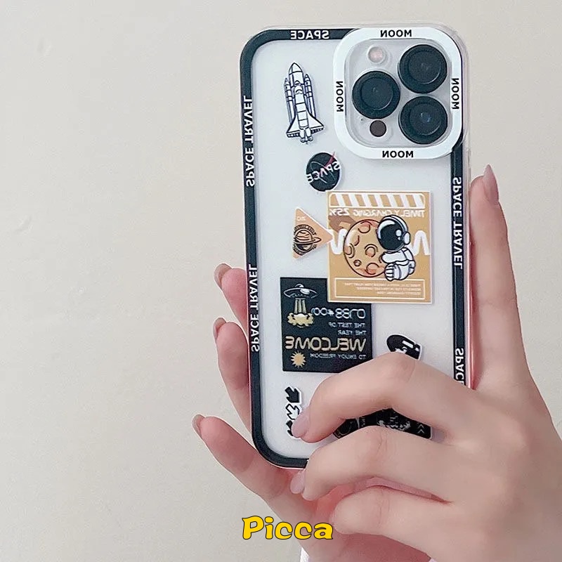 Soft Case Transparan Desain Astronot Nasa NFC Untuk Xiaomi Redmi Note 9 8 10s 9s 11s 9 10 11 Pro Max Plus Redmi 10A 9 10 9C 9T 10C 9T 9C 9C M4 M3 X3 Pro