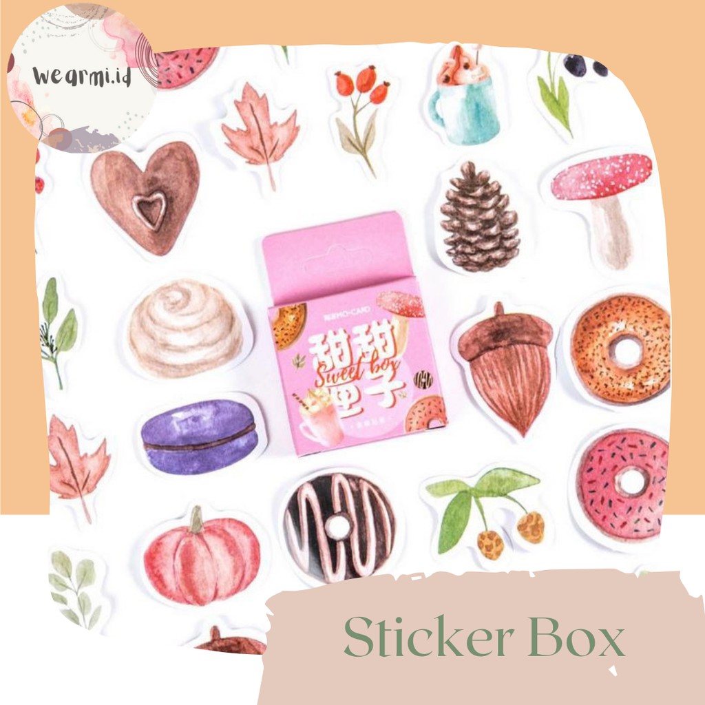 

46 Pcs Deco Sticker Box sweet Boy Cake Planner DIY Scrapbook Stiker Dekor Kotak Colorfull Aesthetic