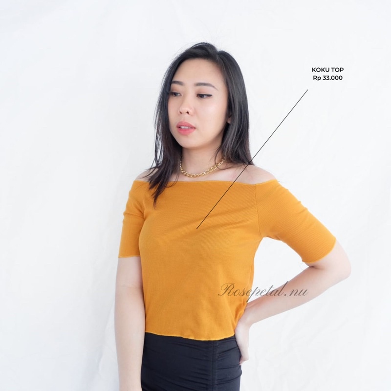 koku top / sabrina rib top / atasan sabrina / crop top / basic top