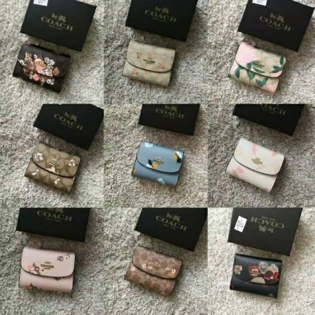 Dompet wanita import mini murah / dompet flower import mini / coach mini flower wallet