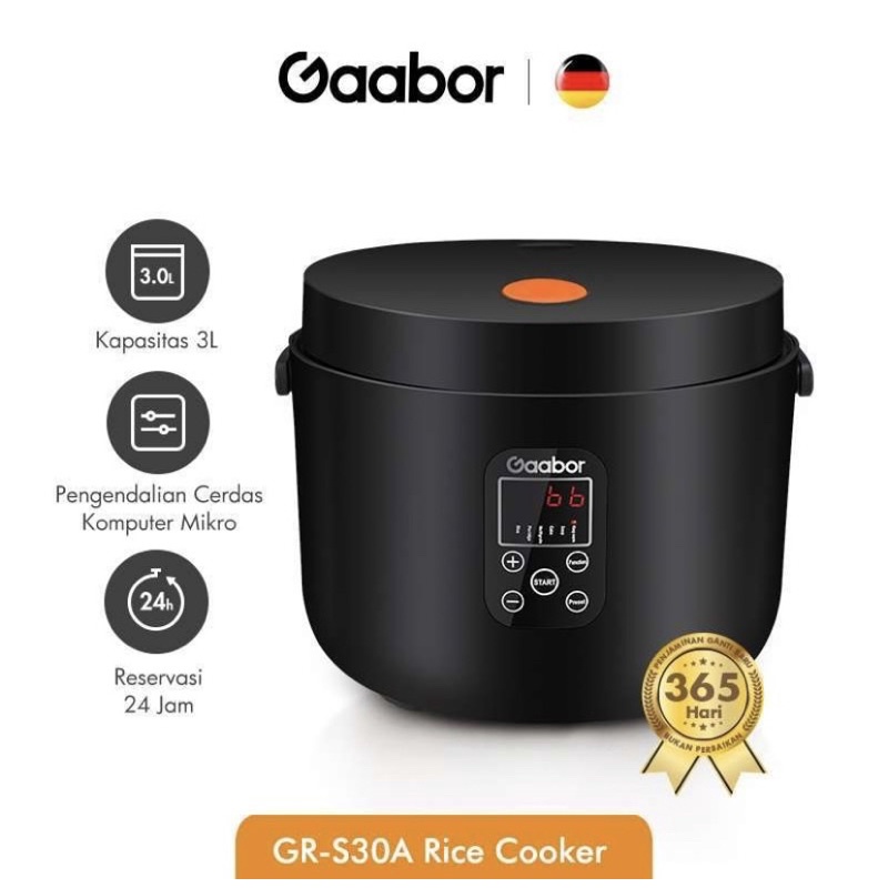 Gaabor GR-S30A Rice Cooker 1.2 L Penanak Nasi 3-4 Porsi Alat Masak Nasi Smart Micro Processor
