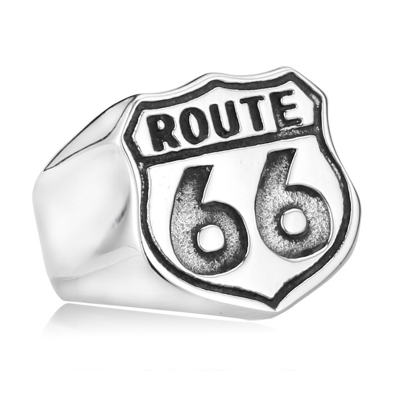 Cincin Desain American Cyclist ROUTE 66 Untuk Pria