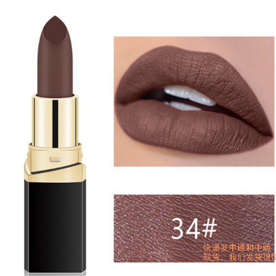 Eropa dan Amerika Cokelat Dark Gelap Lipstik Matte Pelembab Coklat Kopi Kelabu Tua Klub Malam Berat