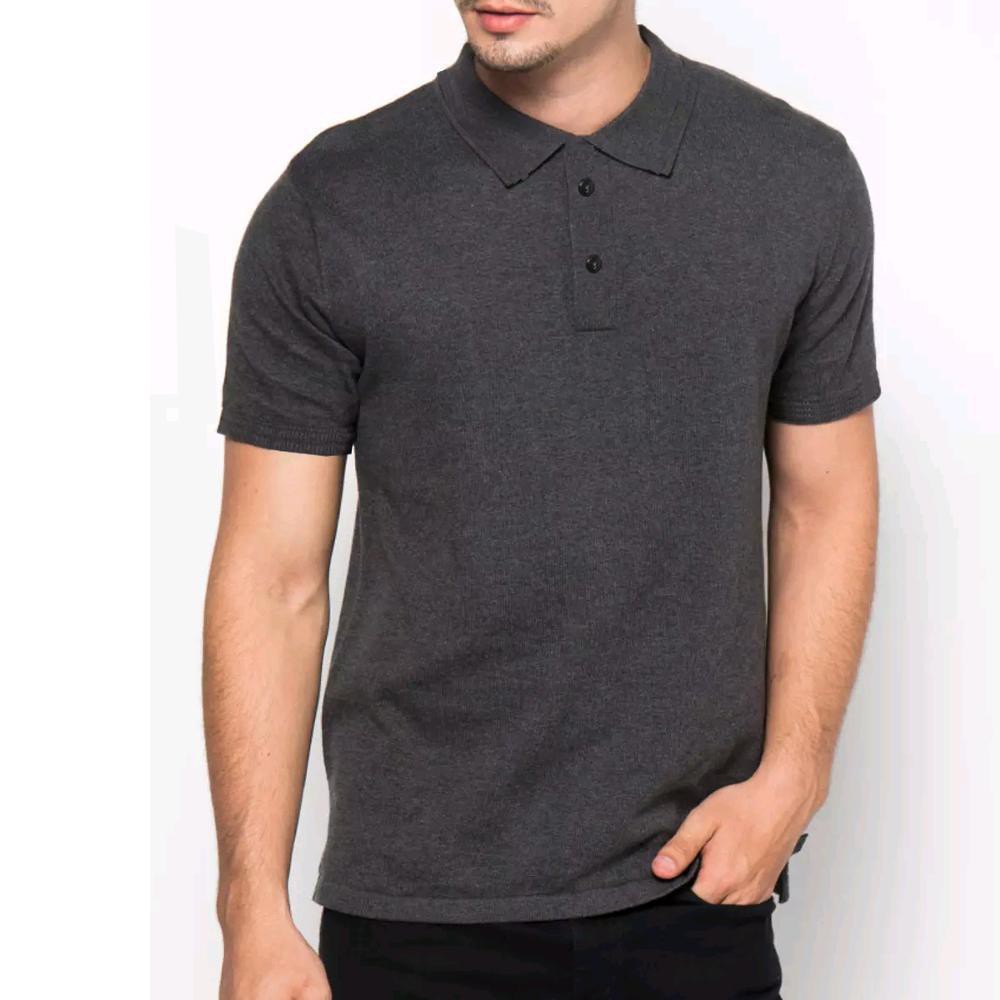 POLO SHIRT PRIA baju kaos kerah polos / kaos berkerah bahan katun lacos murah-ABU GLAP -Polo Shirt