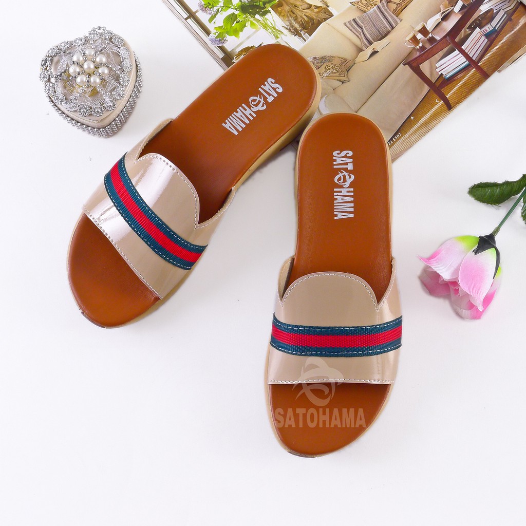 Satohama Sandal Kokop Wanita Sol Karet Sandal Sandal Terbaru Sandal Terlaris Sandal Garis Murah