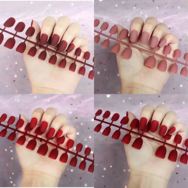 KUKU PALSU FAKE NAILS MATTE OVAL STYLE  24 pcs Y SERIES