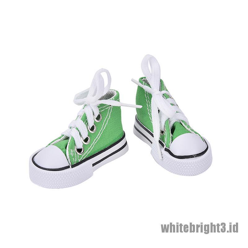 (white3) Sepatu Kanvas Mini 7.5cm Untuk Boneka Sharon BJD 16 Inch