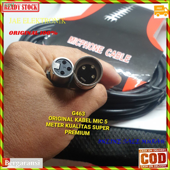 G463 ORIGINAL microphone cable 5 meter Kabel mic Xlr female audio sound sistem 3 pin mikrophone mik dynamic universal pro profesional vocal vokal G463   BISA SEGALA JENIS MIC KABEL  serabut kabel lebih tebal, sehingga menghasilkan suara yg jernih dan maks