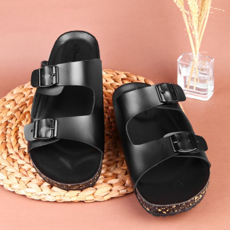 Sandal Slide/Sandal Selop Pria/Sandal Unisex/ Sandal Briken Pria-Wanita b2 hitam