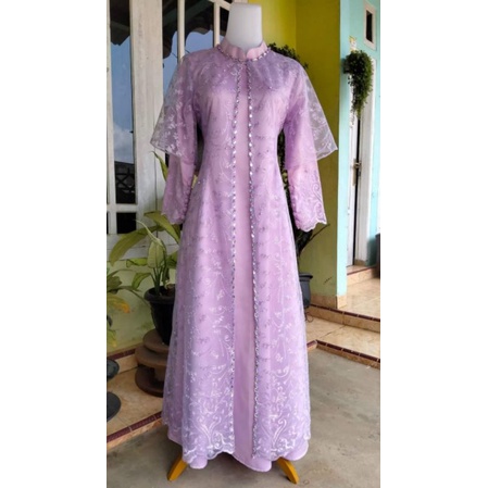 ld 180 cm dress brukat lilac ungu pesta lebaran jumbo bigsize