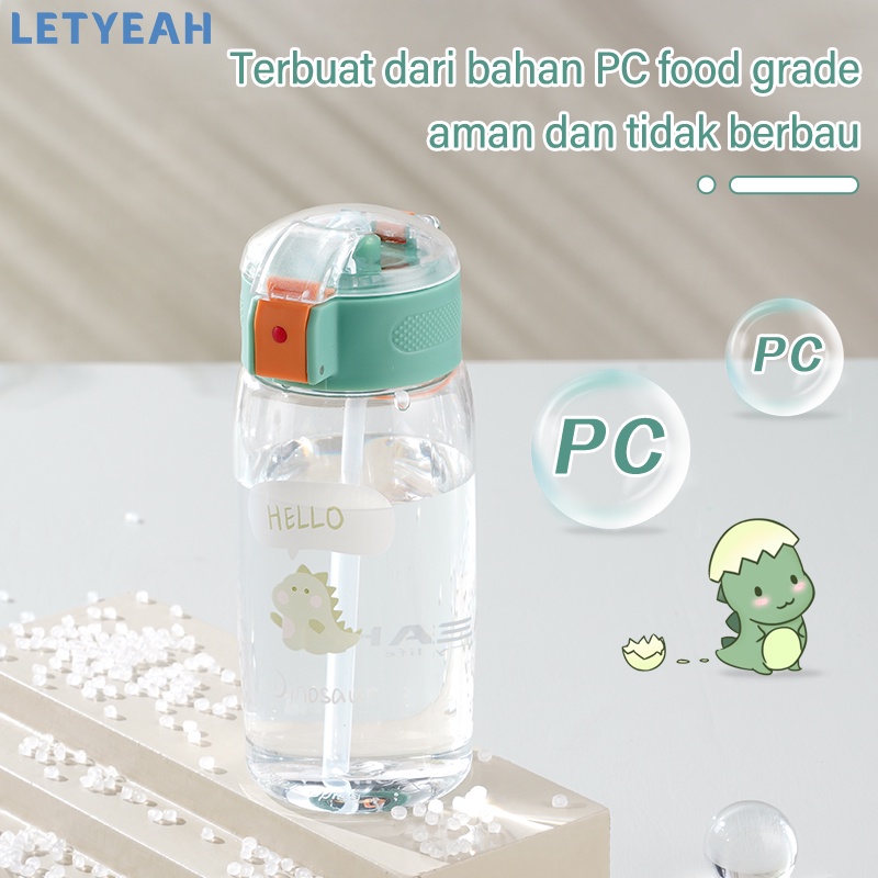 letyeah 500ml Botol minum anak anti tumpah karakter lucu/botol air minum sedotan portable/BPA free