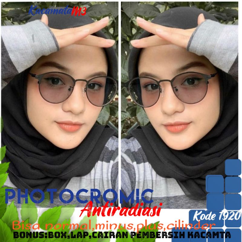 kacamata photocromic antiradiasi bisa untuk wanita|pria kode 1920 (boleh pilih jenis lensa blueray)