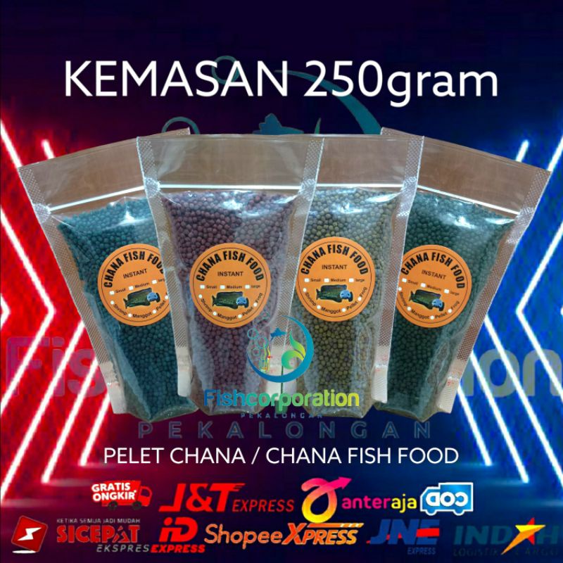 Pelet chana 250gram / chana fish food / pelet premium blue yellow red maxi