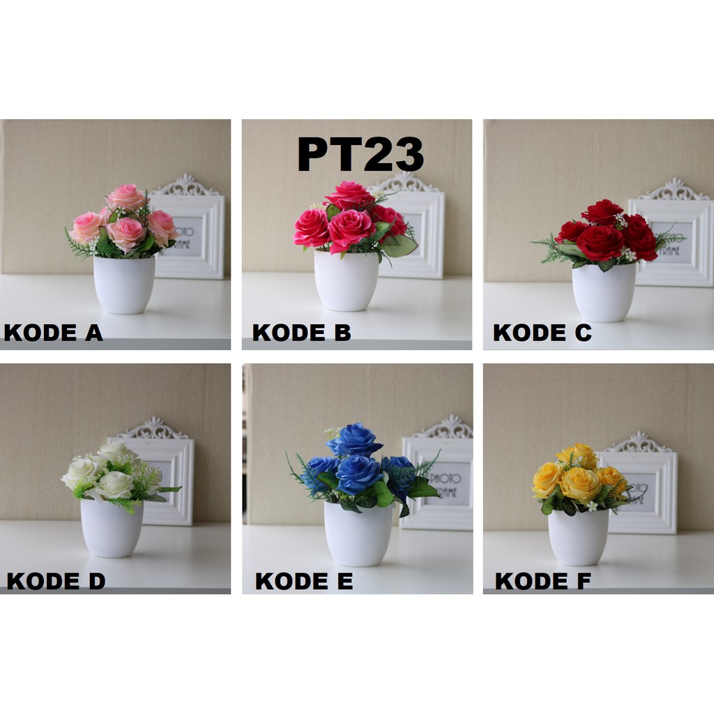 Retaily PT22 PT23 Pot Tanaman Hias Bunga Hias Plastik Ornamen Pot Bongsai Artificial Flower Decoration