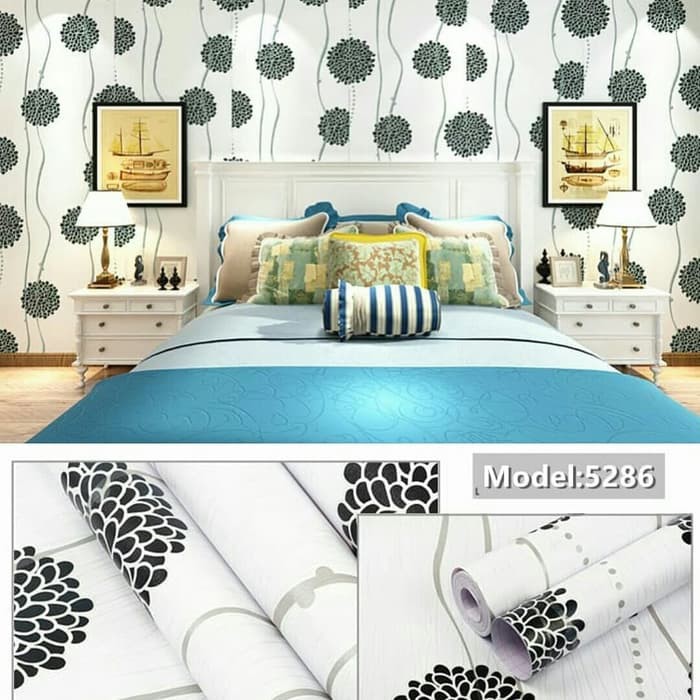 Wallpaper Dinding Motif Dandelion Hitam Ukuran 10 Meter x 45 CM