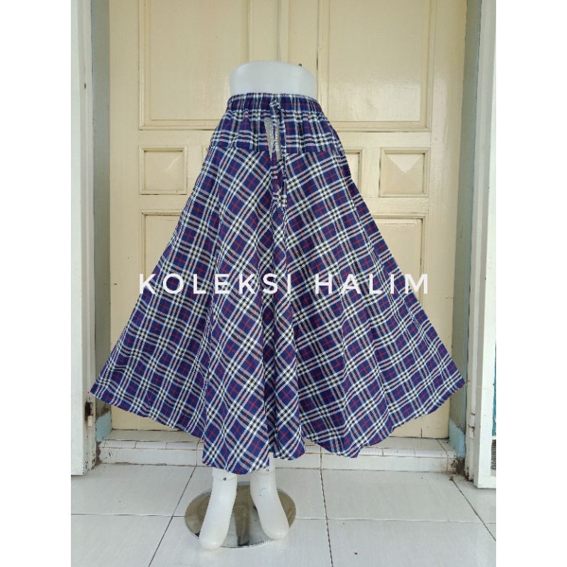(BISA COD)ROK PAYUNG/ROK KATUN LEBAR/MOTIF BURBERRY-3