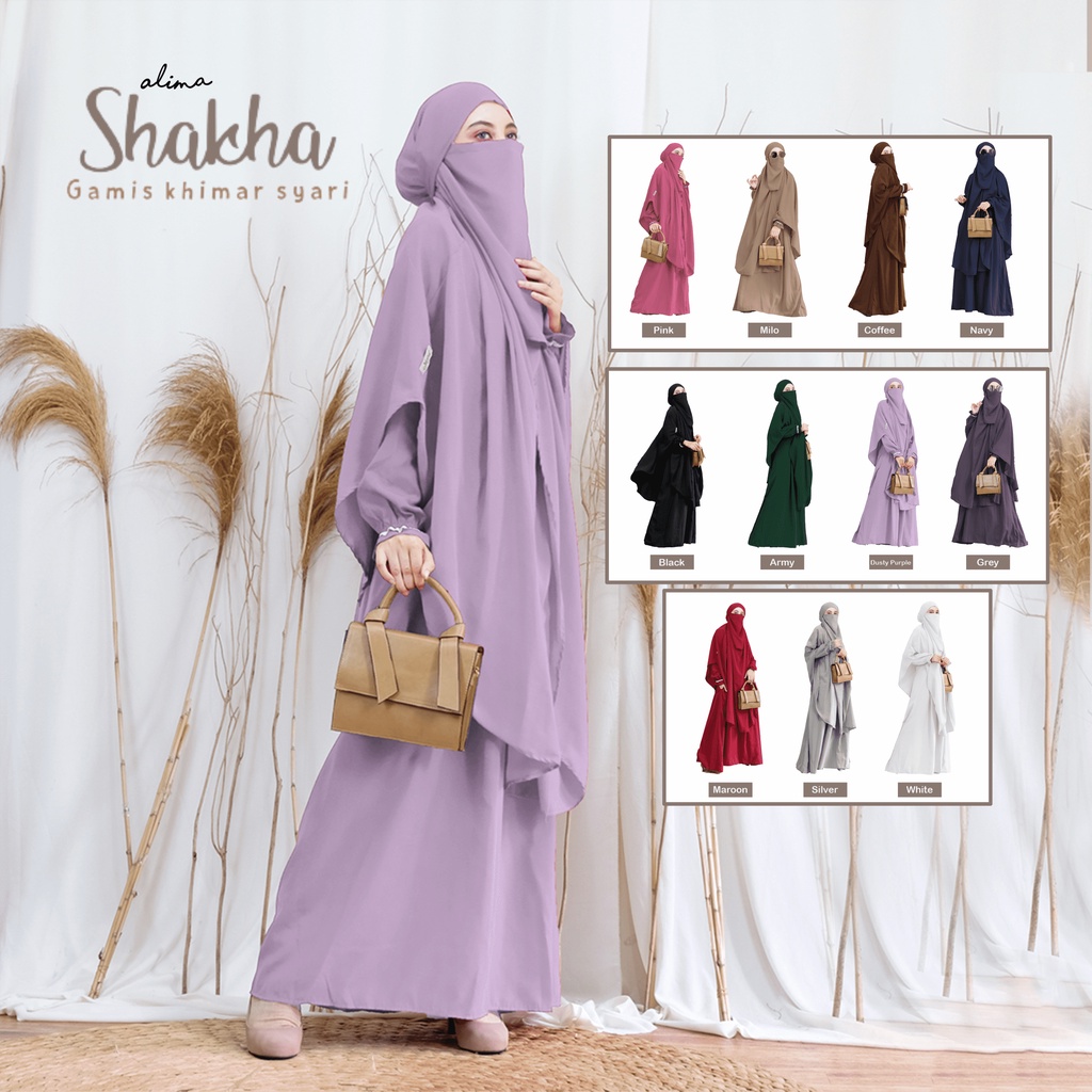 Gamis Set French Khimar Cadar Menyatu Anti Gerah Shakha Set