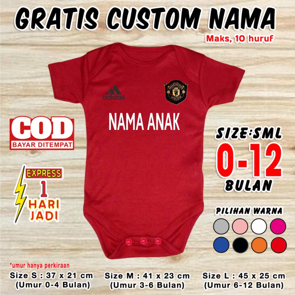 jumper bayi bola M--U logo New GRATIS CUSTOM NAMA set jamper jemper romper kaos pakaian bayi laki la