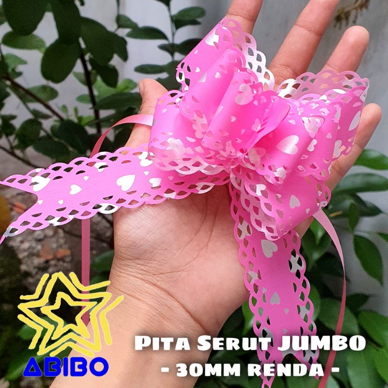 

JUMBO Pita Serut RENDA 30mm 48cm BANYAK WARNA tarik Hiasan Kado Ikat