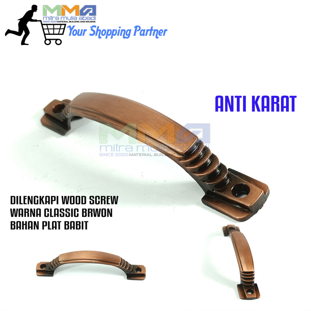 Tarikan Laci 4 Inci l Handle Lemari Classic Brown 4&quot;