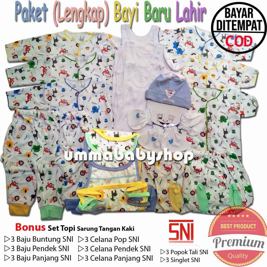 PREMIUM Paket New Born SNI Perlengkapan Bayi Setelan Baju Celana Kado Laki Perempuan Gift Set