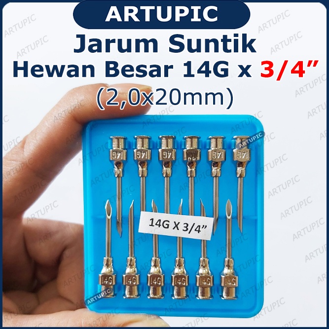 Jarum Suntik Hewan Besar 14G x 3/4 inch Vaksin Ternak Sapi Babi Kuda Vet Needle Stainless Steel