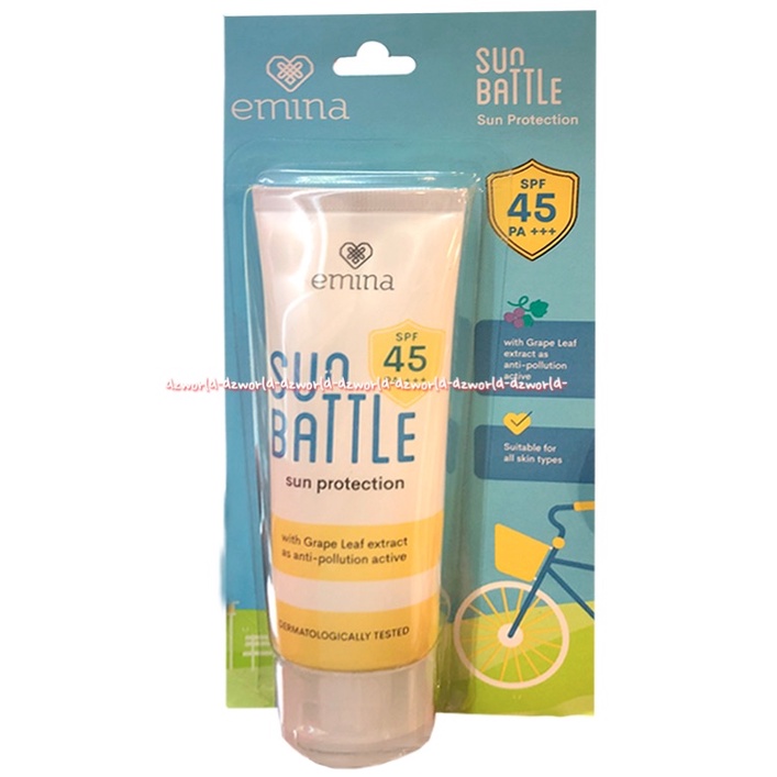 Emina Sun Battle 100gr Sun Protection SPF 45 Sunblock Untuk Kulit With Grape Leaf Emmina Sun Blok Sun Block