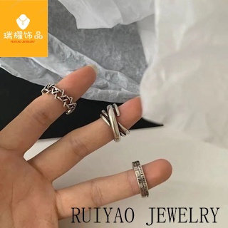 Cincin Model Terbuka Desain Angka Romawi Gaya Hip Hop Korea Untuk Wanita