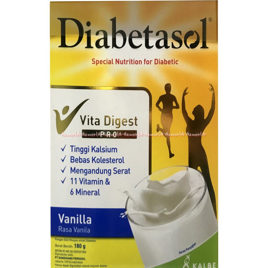 Diabetasol Vita Digest Pro 180gr Susu untuk Diabetes Rasa Vanilla Coklat Cappuccino