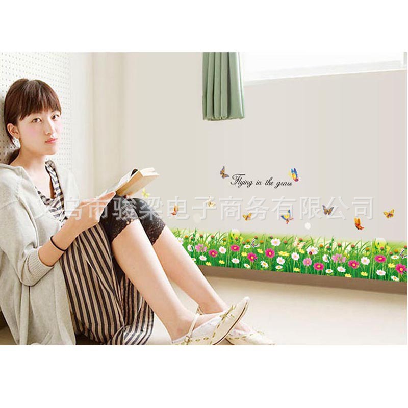 RELIZA WALL STICKER / STIKER DINDING RUMPUT HIJAU BUNGA GREEN GRASS FLOWER AY7049