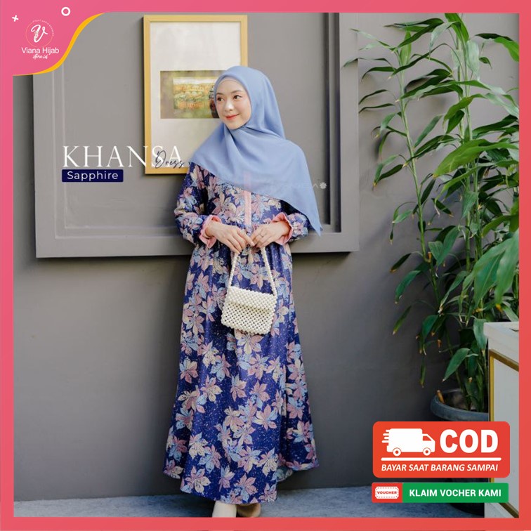 Gamis Motif Khansa Dress By Ragela Wanita Dewasa Hijab Maxi Dress Bahan Shakila Premium Busui Friend