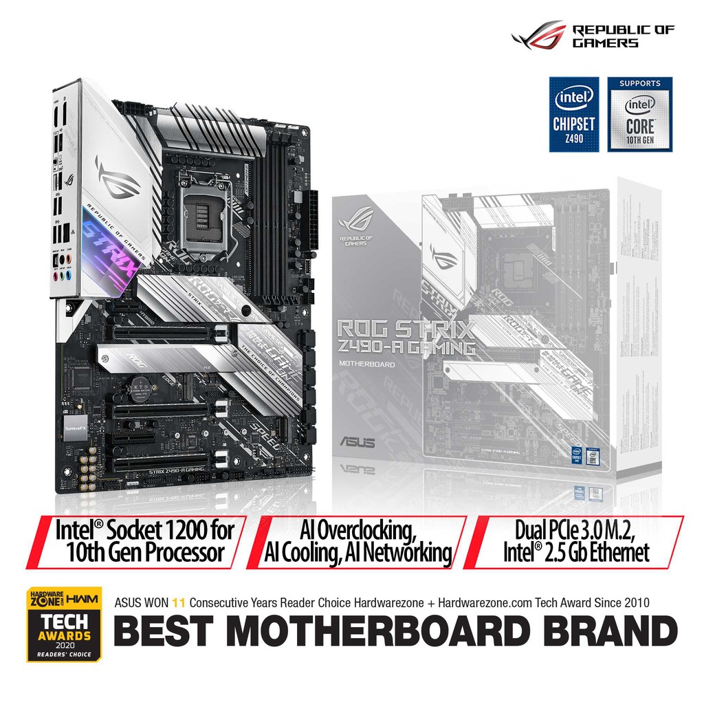 ASUS ROG STRIX Z490-A GAMING LGA 1200 ATX MOTHERBOARD INTEL