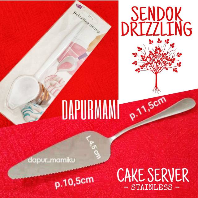 DAPURMAMI Sendok Skrap Cake Server Pisau Kue Tart Stainless Steel Sendok Drizzling Sirup