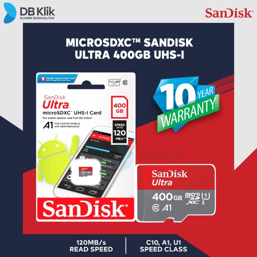 Micro SD SanDisk Ultra SDXC 400GB 120Mb/s - SDSQUA4-400G-GN6MN