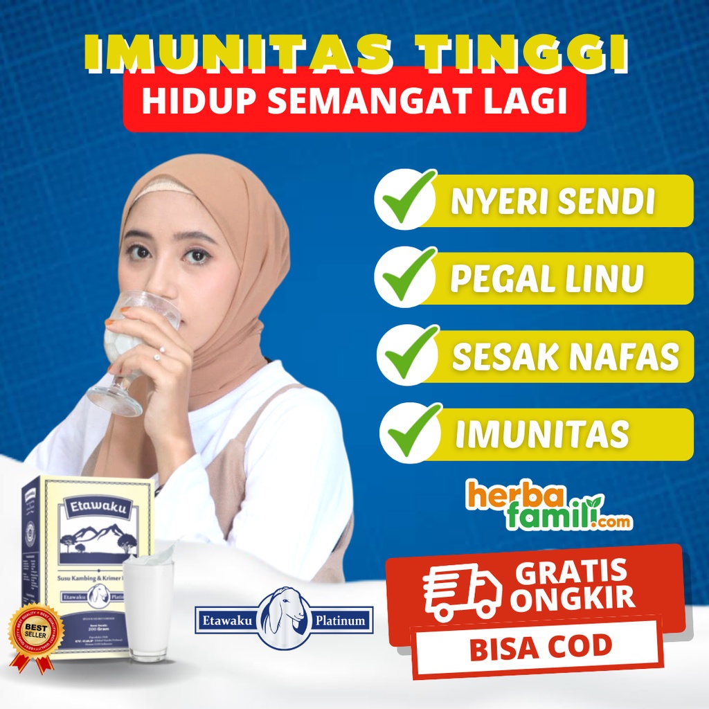 ETAWAKU PLATINUM 100% ORIGINAL | Susu Kambing ORI Official Store Asli Cara Ampuh Cepat Atasi Nyeri Sendi dan Sesak Nafas Secara Alami Aman Tanpa Efek Samping Aman Etawaku Platinum